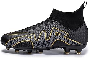 WOWEI Crampons de Foot Homme Professionnel Chaussures de Football Homme Garçon High Top Spike Crampons Antidérapant Athlétisme Entrainement Chaussures de Sport Adolescents