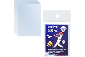 WITHYU Pack of 100 Ultra-Clear Soft Trading Card Sleeves, Top Loading Card Sleeves for Standard Cards 2.5" X 3.5"，Card Protector for Game Cards, Football, Sports Cards, Mini Photos