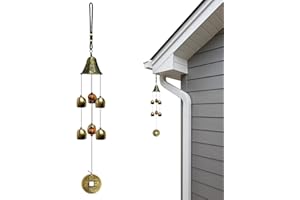 VEKEK 6 Bells Vintage Metal Hanging Wind Bell for Home Garden Hanging Good Luck Blessing,Wind Chime Bells Chinese Feng Shui Lucky Bell Hanging Ornament for Home Garden Decorations
