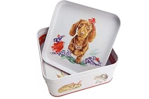Wrendale Designs by Hannah Dale – Santa's Little Helper – Scatola di latta con design festivo, 167 mm x 167 mm x 80 mm