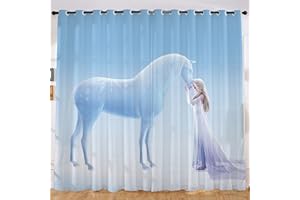 LKFFHAVD Juego de cortinas opacas de Anna Elsa Olaf con estampado 3D, juego de 2 unidades, para decoración de habitación infantil, salón, dormitorio (22, 150 x 166 (ancho x alto)
