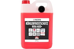 TECPO Kühlerfrostschutz rot G12+ Antifreeze -40°C Frostschutz rosa Kühlmittel (1x 5 Liter)