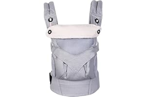RICYEA Baby Carrier Newborn Sling 4 in 1 Baby Carriers from Newborn, Ergonomic Design Baby Sling Wrap for Baby and Toddlers, 3-48 Months (Grey)