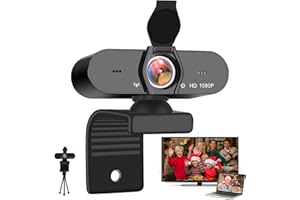 Adhope Webcam 1080p, Webcam en Direct avec Microphone stéréo, Webcam USB avec Couvercle et trépied pour Ordinateur de Bureau ou Ordinateur Portable, appels vidéo, Enregistrement, conférences