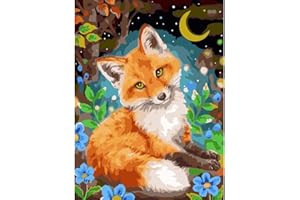 jieyisier Fuchs Malen Nach Zahlen,Fox Malen Nach Zahlen Erwachsene, für anfänger, Zuhause Wanddekoration 16x20 Zoll