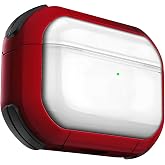 Minesk Airpods Pro 2 i&ccedil;in Armor Serisi Darbelere Karşı Ultra G&uuml;&ccedil;l&uuml; Koruma Fiber Karbon Arka Tasarım Airpods Kılıfı (Kırmızı Ş