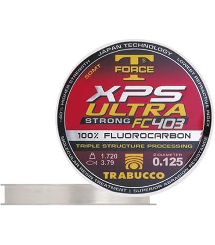 Fil De Pêche Fluorocarbone Trabucco T-Force 50 M - 0,164 Mm, Invisible, Pour Mer Et Eau Douce