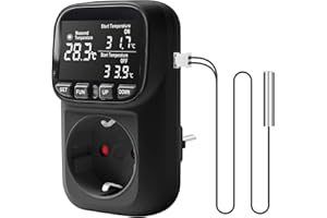 GBKDQQ Regulator temperatury, gniazdko elektryczne 230 V, cyfrowy termostat, gniazdko z czujnikiem do trybu ogrzewania i chłodzenia, higrostat, regulator wilgotności, przełącznik temperatury do szklarni