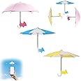 3 Sets Phone Umbrella Outdoor Mobile Phone Stand Umbrella Uv Protection Anti-Glare Coolness Phone Umbrella with Piggy Suction Cup(Yellow, Blue & Pink)