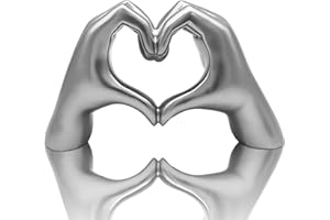 HUHOTE Herzform Hand Statue, Herz Hand Skulptur, Liebe Finger Statue, Herz Hände Statue, Geste Statuen und Skulpturen, Romantische Statue, Heimdekoration Für Wohnzimmer, Zimmer, Büro, Silbrig