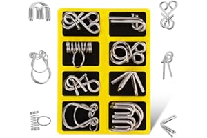 THQAE 8pcs Casse-tête métallique,Disentanglement Puzzles Jouet de,Mini IQ Test Puzzle Jeux Casse Tête Metal,Classique Intellectuel Jeu pour Enfants Adulte