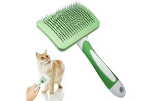 JWTEEE Katzenbürste, Haustierbürste, Selbstreinigende Zupfbürste entfernt Unterwolle, katzenkamm, Hundebürste, Katzenbürste kurzhaar bis Langhaar Geeignet Sanfte Katzen bürste (Grün)