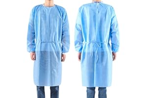 SUMEDTEC 10x Surblouse Jetable Médicale Déperlante 25GSM - 100% Polypropylène Non Tissé - Taille Unique CE - Sachet de 10Pcs - Protection Catégorie Classe I - Qualité Professionnelle - Bleu