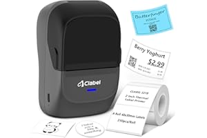 CLABEL Etikettendrucker Selbstklebend Bluetooth 221B Mini Thermo Etikettiergerät Tragbar Beschriftungsgerät Selbstklebend Kompatibel mit Handy & PC Label Printer für Barcode Einzelhandel Büro Grau