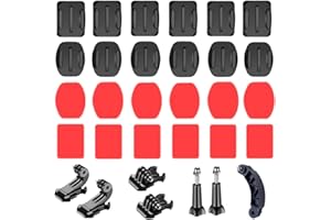 YEHOLDING 6 pièces de Fixations adhésives Plates et incurvées avec adhésif 3M + Bras d'extension de Casque, Supports de Base, etc. Compatible avec Gopro SJ4000 et Autres caméras de Sport