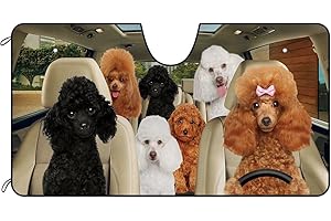 BAGEYOU Parasole anteriore per auto per cani, barboncini, decorazione per la famiglia, parasole per veicoli, protezione dai raggi UV, riflettente, protegge il veicolo, mantiene il veicolo fresco, 140 x 76 cm