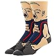 EZB The Goonies Sloth Hey You Guys Horror Film Character Beige & Blue Crew Socks | Gift Idea for Men & Women | Size 5-10 | Sloth The Goonies