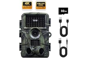 LMHOME Fotocamera selvaggia, 60 MP, 4 K, con schermo LCD da 2,0", con sensore di movimento, visione notturna fino a 120°, angolo di rilevamento di 100°, IP66