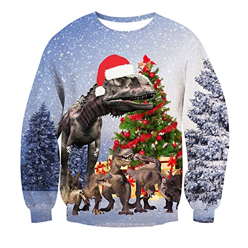 Buy Leapparel Unisex novelty Sweatshirt 3d Xmas dinosaur christmas jumper  Long Sleeve Pullover Clothes Online at desertcartKUWAIT