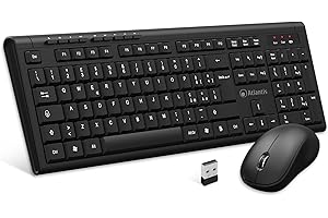 Atlantis Combo Kit Tastiera e Mouse Wireless senza fili, Multimediale, Layout Italiano QWERTY, 9 Tasti di scelta rapida, per PC/Laptop/Notebook, ricevitore USB unico, cod. P013-AX280G+M, Nero.