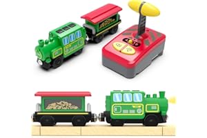 Zuoan Accesorios para Trenes de Madera, Tren Locomotora con batería, Tren teledirigido para Kit de carriles, vehículos de Motor de Alto Rendimiento, Apto para Sistemas ferroviarios de Todas Las