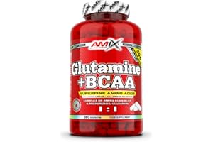 AMIX BCAA Glutamine - Le Complément Alimentaire des Acides Aminés Ramifiés - Réduit le Catabolisme Musculaire et Facilite la Récupération Post-Formation - Idéale pour les Athlètes - 360 Gélules