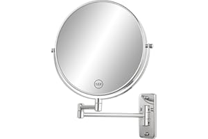 FFowcye 8" Wall Mounted Makeup Shaving Mirror - 1X/10X Double-Sided Magnifying Bathroom Vanity Mirror, 360° Swivel Extendable with Adjustable Arm, Chrome Finish for Makeup (No Light)