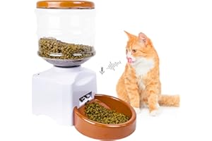 Pawmate 5.5L Automatic Cat Feeder, Timed Pet Food Dispenser with Programmable Portion Control 1-3 Meals Per Day, 10s Voice Recorder Auto Cat Food Dispenser for Pets Outdoor/Indoor