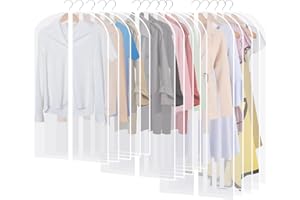 AQXONG 15 Pièces Housse de Vêtements Pliable et Translucide Fermeture Éclair Anti-Poussière et Étanche Convient aux Costumes, Robes, Vests et Manteaux