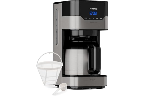 Klarstein 1.2L Petite Cafetière Electrique 800W - Acier Inoxydable Espresso & Café Filtre Machine - Barista Qualité pour Café Chaud et Glacé