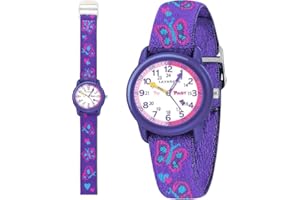 Timever Orologio per Bambino,Orologio Analogico al Quarzo per Ragazzi e Ragazze con Cinturini in Tessuto Elastico e Farfalle/Dinosauri/Fiori,Regalo per Bambini dai 3 ai 12 Anni