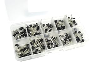 DollaTek 10Values 200PCS NPN PNP Power Transistor Assortment Assorted Kit BC327-BC558 with Clear Plastic Box