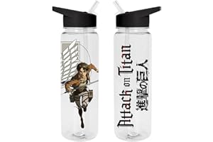 Pyramid International Attack on Titan - Botella de agua (diseño Scott Eren Yeager) botella de agua de plástico transparente de 540 ml, botella de bebidas, producto oficial