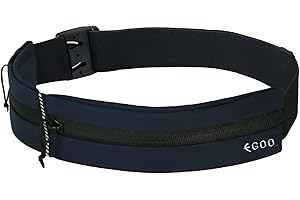EGOO - Water Resistant Running Belt with Adjustable Elastic Strap, Lightweight Large Capacity Sports Waistpack with Dual Pockets for Running, Workout, Walking, Biking, Travel & Outdoor Activities