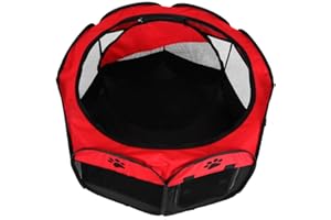 YAGOSODEE Dog Pen Pet Puppy Playpen Foldable Dog Cat Tent Cage Portable Hamster Playpen Mesh Pet Tent Pop Up Pet Playpens Pet Dog Exercise and Play Tent for Indoor Outdoor Use Red