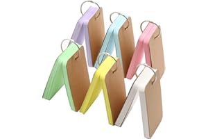 EGOSKY Karteikarten mit Ringen, 6 Stück Mini-Karteikarten, mehrfarbige Notizkarten, blanko Lernkarten, Memo-Kratzer, Lesezeichen, DIY-Grußkarte