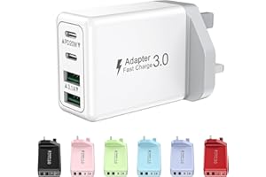 SAQYKAN USB C Plug Fast Charge, 40W 4-Port Multi USBC Plug UK Dual PD Power Adapter +QC Multiport Wall Charger Head Mains Type C Fast Charging Plug for iPhone 16 15 14 13 12 11 Pro Max Plus, Samsung, iPad
