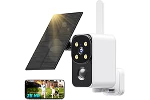 PESAIR Telecamera Wifi Esterno Senza Fili Rotazione 180°, 2K Telecamere Wifi con Pannello Solare, Visione Notturna a Colori, Rilevazione di Movimento PIR, Audio a 2 Vie