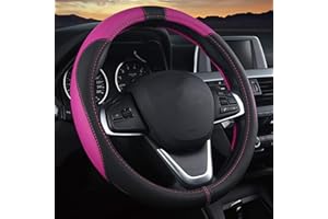 Pahajim Steering Wheel Covers Soft Leather Universal 15 Inch/38CM Car Steering Wheel Cover Breathable Anti-slip Sport Style, Durable, Comfort for Women Men (black-purple)