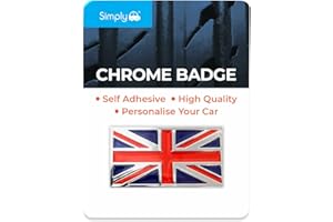 Simply CB49 Union Flag Chrome Badge, 70 x 35 mm