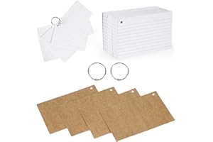 AICOIMY Biała fiszka A6 w linie, 300 szt. kart indeksowych w linie, karty rewizyjne w linie, karty rewizyjne, karty do zapisu do nauki, do domu, klasy, biura (14,8 x 10,5 cm, 150 g/m²)