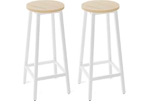 YMYNY HTMJ510R zestaw 2 stołków barowych, przemysłowe krzesła barowe z podnóżkiem, wysokie stołki barowe śniadaniowe, wygląd drewna, z metalową ramą, do salonu, sali imprezowej, 29 x 29 x 70 cm,