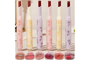 Sitovely 6 Pcs Sweet Heart Jelly Lippenstift Set, Nahrhaft Lip Oil Mirror Finish Lippenbalsam Lippenöl in Herzform, Hydratisierend Lip Tint Stain Lipstick Gift Set