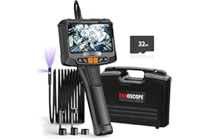 AILRINNI Cámara Endoscópica 5 pulgadas - IPS 1080P Cámaras de Inspección de Doble Cabeza, con Tarjeta de 32 GB, LED Endoscopio Industrial, IP67 Impermeable, No se Necesitan App y WiFi