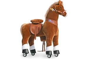PonyCycle Oficial Clásico Modelo U Pony para Montar Balancin con Ruedas Caballo Juguete Grande Peluche de Caballo Infantil (con Freno y Sonido/Talla 5 para Edades de 7+ años) Caballo Marrón Ux524