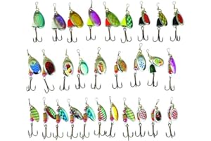 LSHEL Spinner Angelköder Set mit 30 Stück Kunstköder zum Angeln Fishing Spinner (Hecht, Forelle, Bass), Stil F