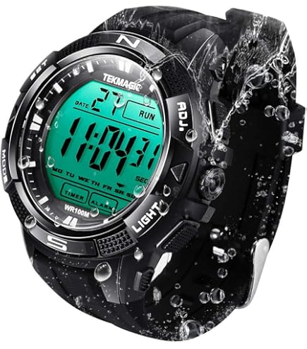Orologio Resistente all'acqua 10 ATM 100m Luminoso Orologio Subacqueo Sott'acqua Acciaio con Funzioni di Sveglia, Cronometro, Doppio Fuso Orario, Calendario, Formato 12/24 Ore Selezionabile