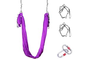 Gaorui Hamaca de yoga aérea de seda, inversiones de yoga mejoradas, ultra fuerte, antigravedad, juego de columpios para equilibrio y flexibilidad, ejercicios de inversión