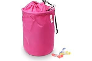 Amazy XXL Wäscheklammerbeutel – Extra-robuster Klammerbeutel mit Karabinerhaken zur Aufbewahrung von bis zu 200 Wäscheklammern für drinnen und draußen (Pink | 30 x 20 cm)