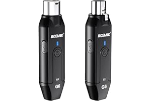 ACEMIC Sistemi Microfonico Wireless 2.4G, Trasmettitore e Ricevitore Senza Fili Adattatore per Microfono XLR Plug-on 6 Canali per Microfono Dinamico, Mixer Audio, Sistemi PA, G6